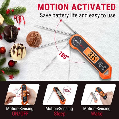 9H Digital Meat Thermometer for Cooking with Ambidextrous Backlit and Motion Sensing Kitchen Cooking Food Thermometer for BBQ Grill Smoker Oil Fry Candy Instant Read Thermometer